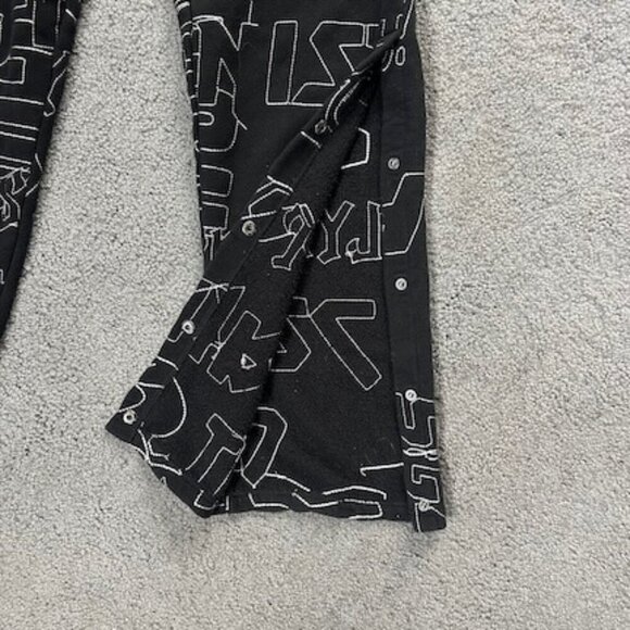 Black All Over Embroidered Stitched Graphic Messaging Drawstring Joggers -Size S - Picture 5 of 9